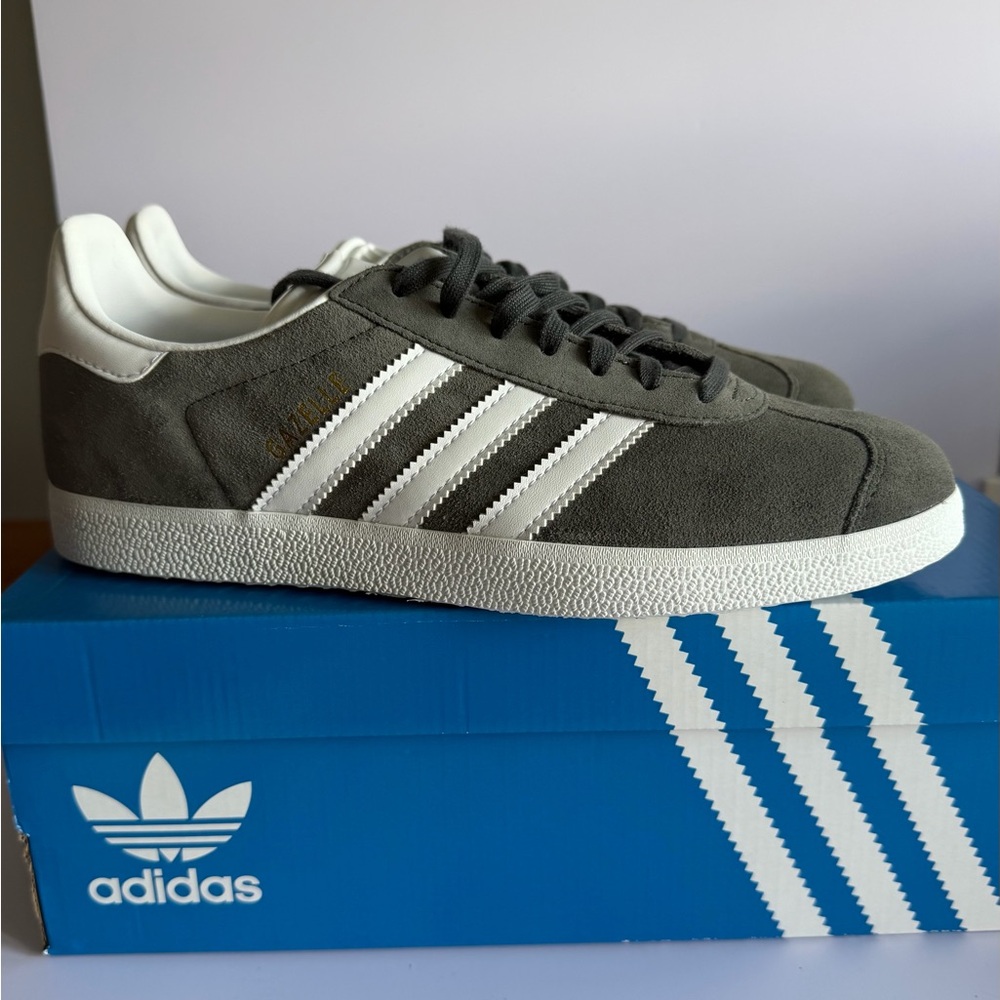 adidas Gazelle Suede Sneakers in Grey & White